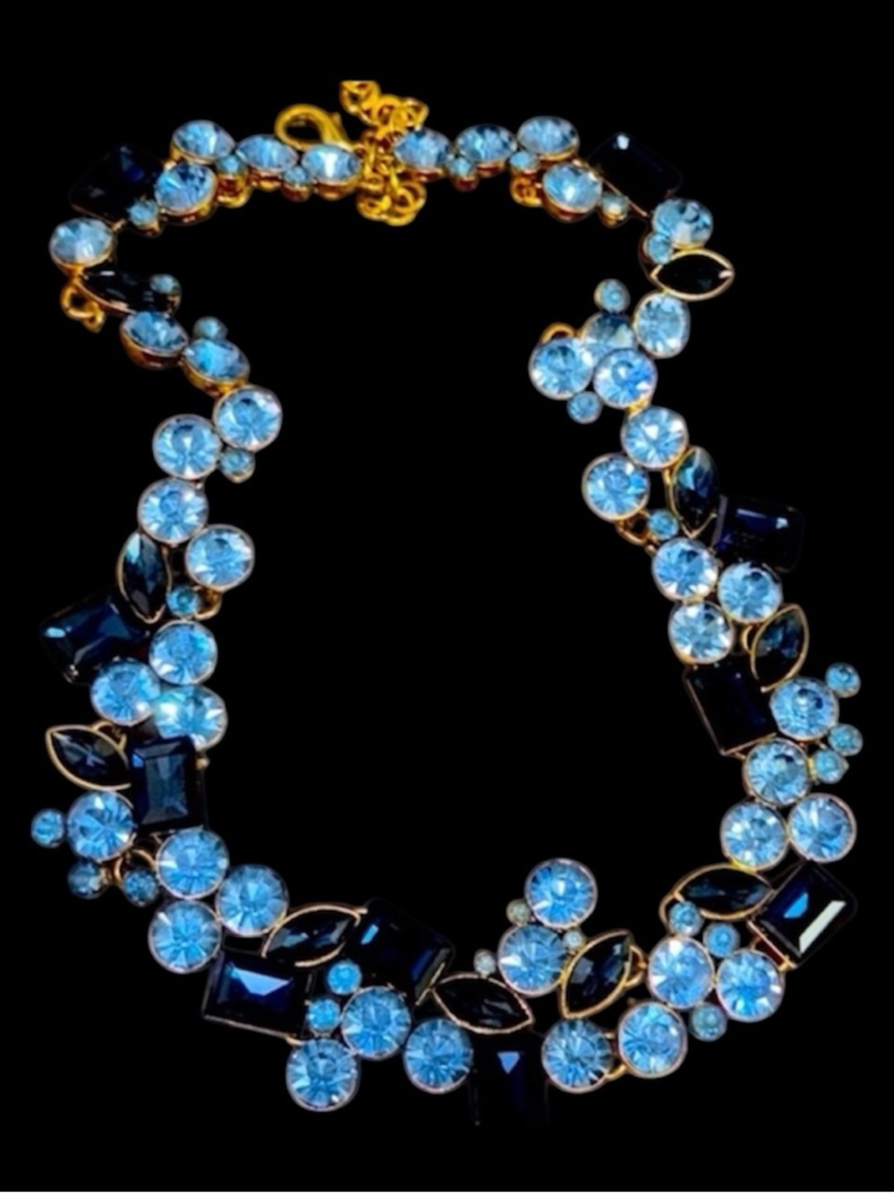 Vintage Blue Glass Rhinestone Necklace